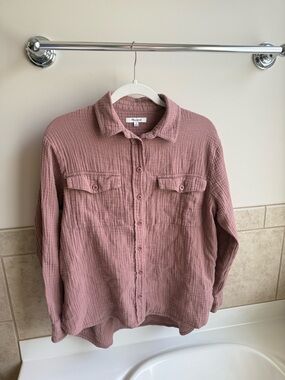Madewell Gauze Button-Up Shirt Jacket Medium 100% Cotton